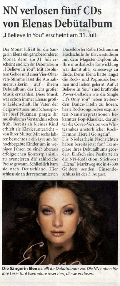 Elena Nuzman - Niederrhein Nachrichten - Juli 2009