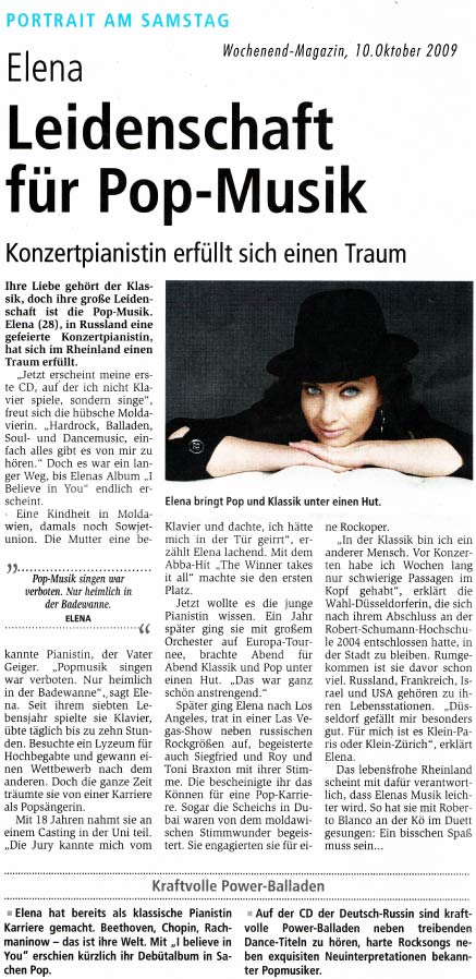 Elena Nuzman - Wochenend Magazin - October 2009